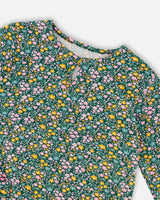 Jersey Tunic Green With Floral Print | Deux par Deux | Jenni Kidz
