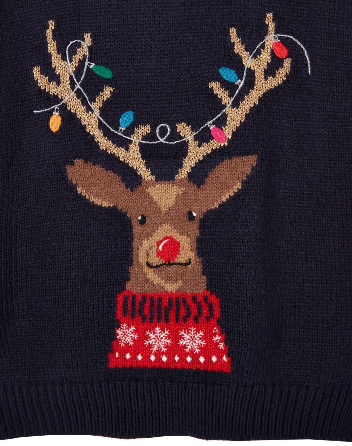 Navy sale reindeer jumper