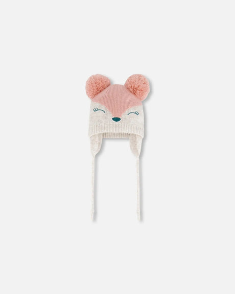 Knit Hat With Ears Light Pink Deer Face | Deux par Deux | Jenni Kidz