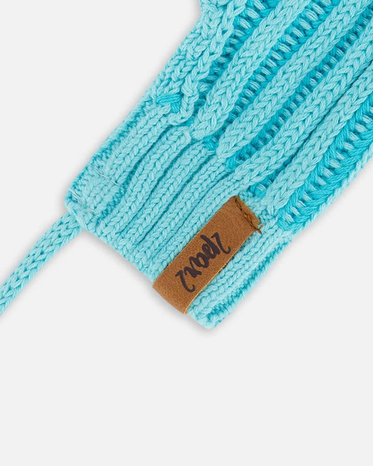 Knit Mittens With Cord Turquoise | Deux par Deux | Jenni Kidz