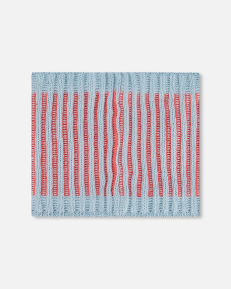 Knit Neckwarmer Air Blue And Coral | Deux par Deux | Jenni Kidz