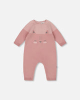 Knitted Bi-Color Cat Romper Old Pink | Deux par Deux | Jenni Kidz