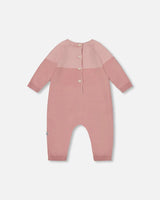 Knitted Bi-Color Cat Romper Old Pink | Deux par Deux | Jenni Kidz