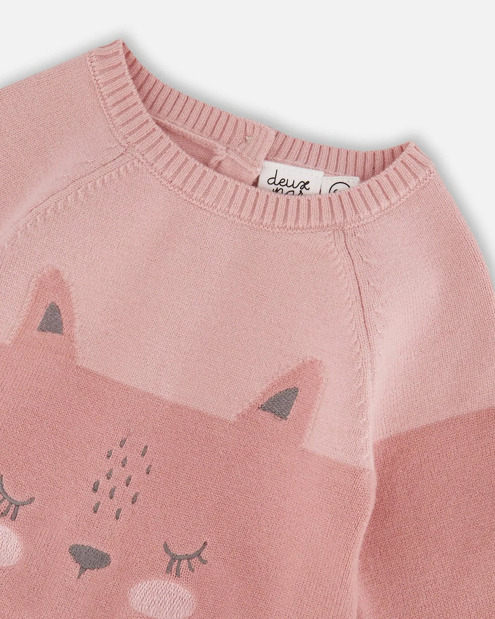 Knitted Bi-Color Cat Romper Old Pink | Deux par Deux | Jenni Kidz