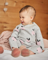 Knitted Jacquard Jumpsuit Gray With Apples | Deux par Deux | Jenni Kidz