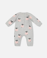 Knitted Jacquard Jumpsuit Gray With Apples | Deux par Deux | Jenni Kidz