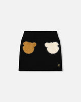 Knitted Skirt Black With Bear Intarsia | Deux par Deux | Jenni Kidz