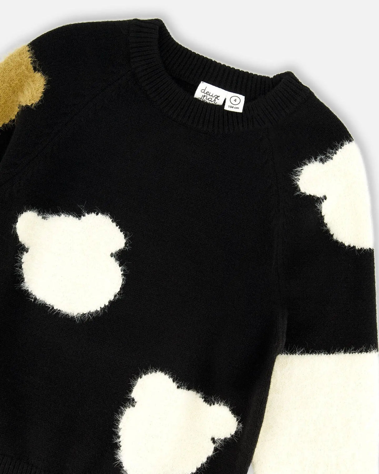 Knitted Sweater Black With Bear Intarsia | Deux par Deux | Jenni Kidz
