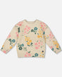 Knitted Sweater Heather Beige Gray With Floral Print | Deux par Deux | Jenni Kidz