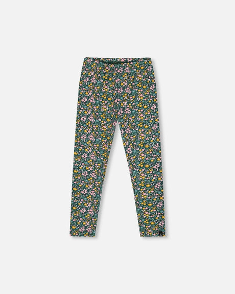 Leggings Green With Flower Print | Deux par Deux | Jenni Kidz