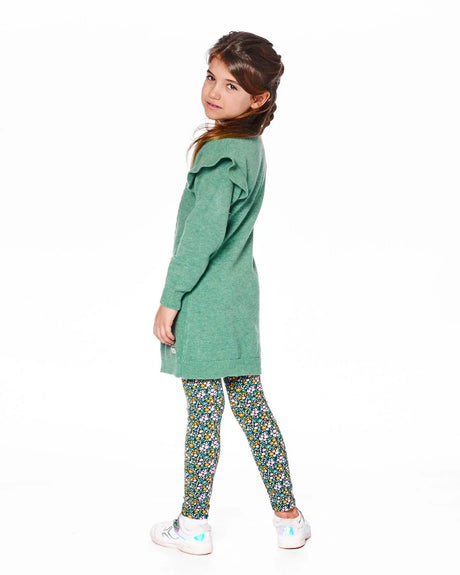 Leggings Green With Flower Print | Deux par Deux | Jenni Kidz