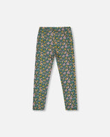 Leggings Green With Flower Print | Deux par Deux | Jenni Kidz