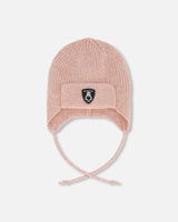 Lined Baby Knit Hat With Ears And Strings Dusty Pink | Deux par Deux | Jenni Kidz