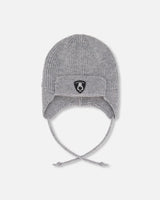 Lined Baby Knit Hat With Ears And Strings Heather Gray | Deux par Deux | Jenni Kidz
