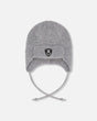 Lined Baby Knit Hat With Ears And Strings Heather Gray | Deux par Deux | Jenni Kidz