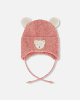 Lined Baby Winter Knit Hat With Ear Flaps Dusty Pink | Deux par Deux | Jenni Kidz