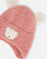 Lined Baby Winter Knit Hat With Ear Flaps Dusty Pink | Deux par Deux | Jenni Kidz