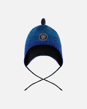 Lined Dino Peruvian Knit Winter Hat With Pompom Blue | Deux par Deux | Jenni Kidz