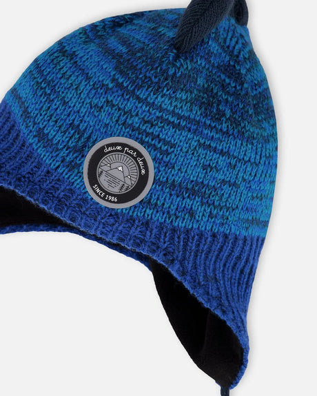 Lined Dino Peruvian Knit Winter Hat With Pompom Blue | Deux par Deux | Jenni Kidz