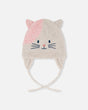 Lined Knit Hat With Ears Off-White And Pink | Deux par Deux | Jenni Kidz