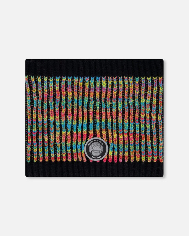 Lined Knit Neckwarmer Black And Multicolor | Deux par Deux | Jenni Kidz