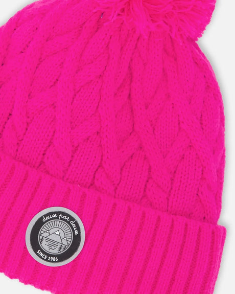 Lined Knit Pompom Hat Fuchsia | Deux par Deux | Jenni Kidz