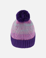 Lined Knit Pompom Hat Purple And Pink | Deux par Deux | Jenni Kidz