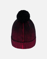 Lined Knit Pompom Hat Red And Black | Deux par Deux | Jenni Kidz