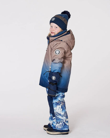 Lined Knit Pompom Hat Taupe And Navy | Deux par Deux | Jenni Kidz