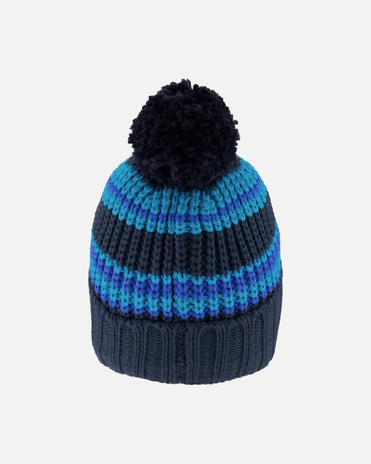 Lined Knit Winter Hat With Pompom Black And Blue | Deux par Deux | Jenni Kidz