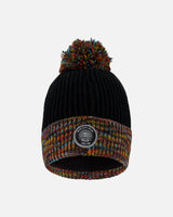 Lined Knit Winter Hat With Pompom Black And Multicolor | Deux par Deux | Jenni Kidz