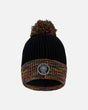 Lined Knit Winter Hat With Pompom Black And Multicolor | Deux par Deux | Jenni Kidz