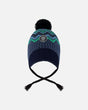Lined Peruvian Knit Pompom Hat Black And Blue | Deux par Deux | Jenni Kidz