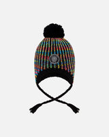 Lined Peruvian Knit Pompom Hat Black And Multicolor | Deux par Deux | Jenni Kidz