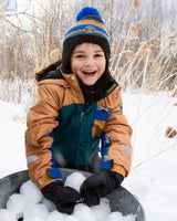 Lined Peruvian Knit Pompom Hat Black, Blue And Brown | Deux par Deux | Jenni Kidz