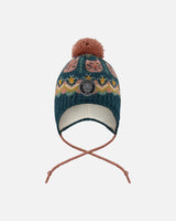 Lined Peruvian Knit Pompom Hat Green And Pink | Deux par Deux | Jenni Kidz