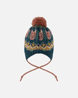 Lined Peruvian Knit Pompom Hat Green And Pink | Deux par Deux | Jenni Kidz