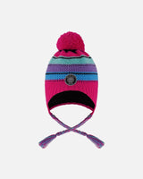 Lined Peruvian Knit Pompom Hat Pink And Multicolor | Deux par Deux | Jenni Kidz