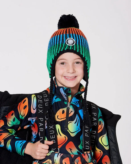 Lined Peruvian Knit Winter Hat With Pompom Multicolor | Deux par Deux | Jenni Kidz