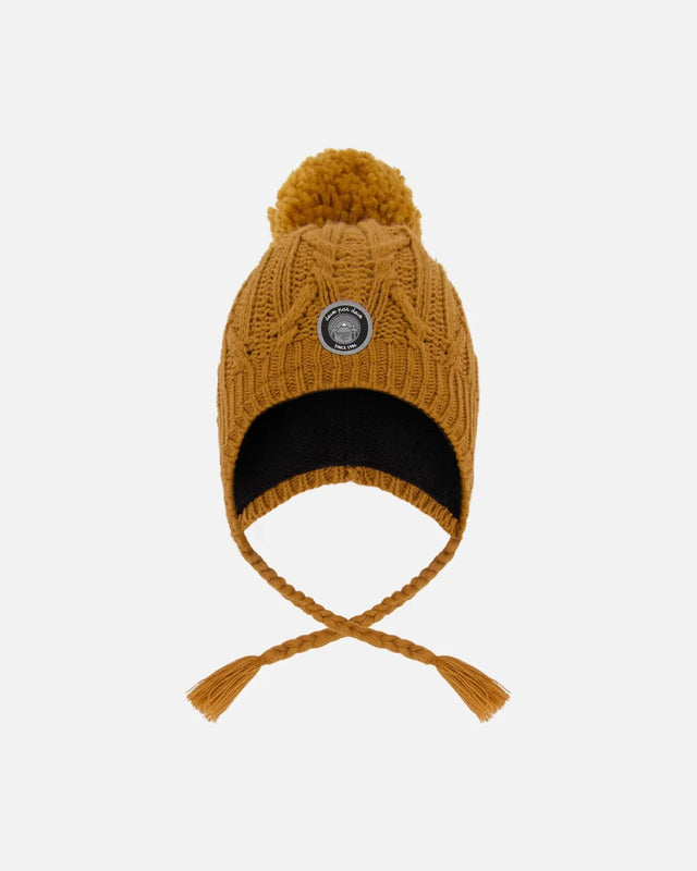 Lined Winter Hat With Pompom Brown Sugar | Deux par Deux | Jenni Kidz