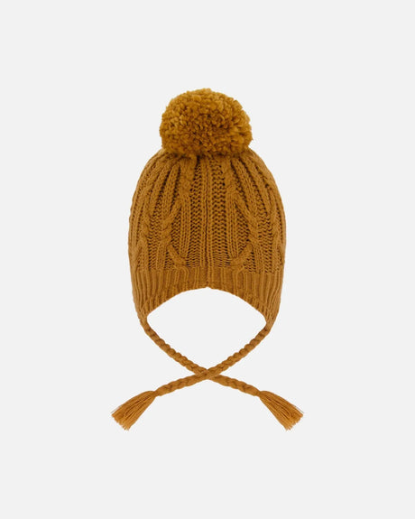 Lined Winter Hat With Pompom Brown Sugar | Deux par Deux | Jenni Kidz