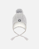 Lined Winter Hat With Pompom Heather Gray | Deux par Deux | Jenni Kidz