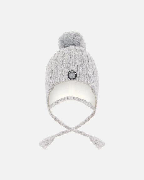 Lined Winter Hat With Pompom Heather Gray | Deux par Deux | Jenni Kidz
