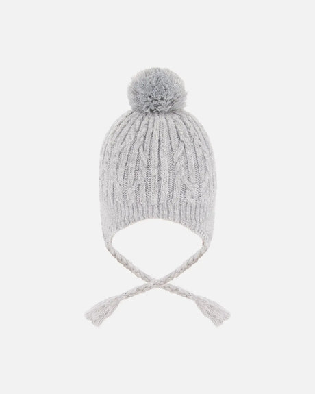 Lined Winter Hat With Pompom Heather Gray | Deux par Deux | Jenni Kidz