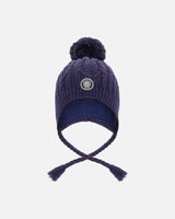 Lined Winter Hat With Pompom Navy Blue | Deux par Deux | Jenni Kidz