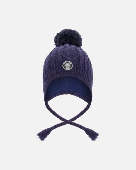 Lined Winter Hat With Pompom Navy Blue | Deux par Deux | Jenni Kidz