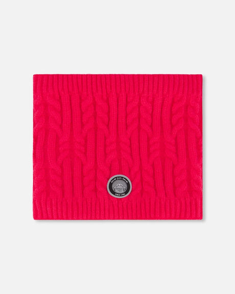 Lined Winter Neckwarmer Flash Coral | Deux par Deux | Jenni Kidz