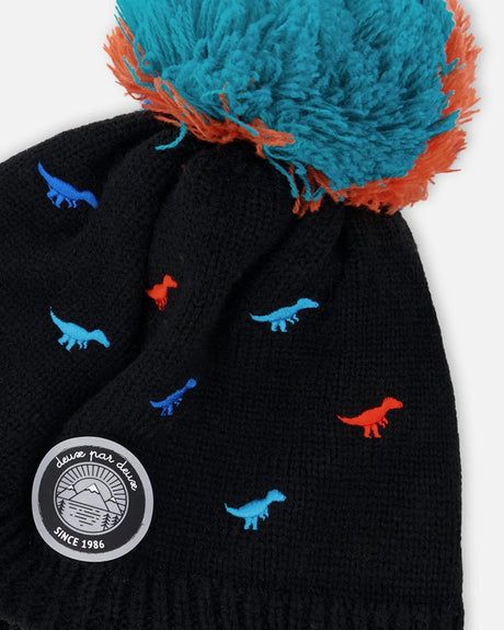 Lined Winter Peruvian Knit Hat With Pompom Black | Deux par Deux | Jenni Kidz