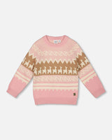 Llama Jacquard Sweater Dusty Pink | Deux par Deux | Jenni Kidz