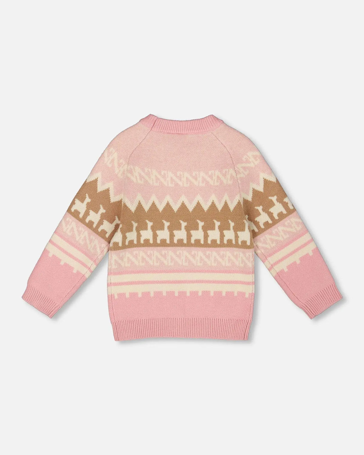 Llama Jacquard Sweater Dusty Pink | Deux par Deux | Jenni Kidz